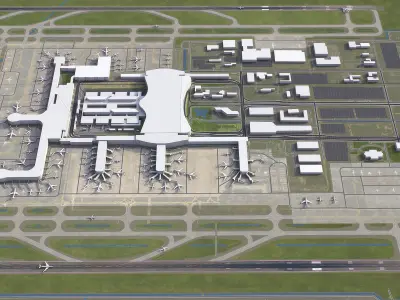 Hangzhou - 3D Airport Model Low-poly 3D model