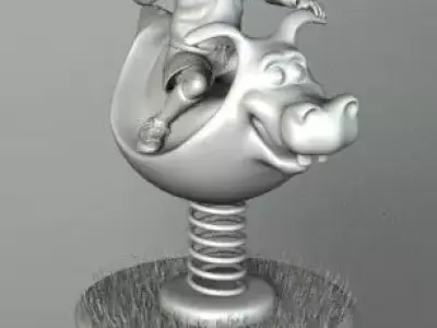 ROCKER 1 boy riding pig 3D model