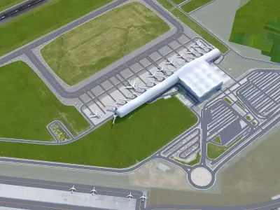 Zagreb Franjo Tudjman Airport 10km Low-poly 3D model
