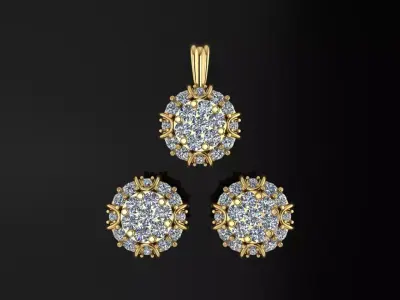 Diamond Locket Set Printable 3D print model