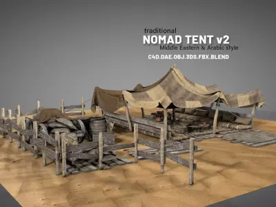 Traditional Nomad Tent v2 3D model