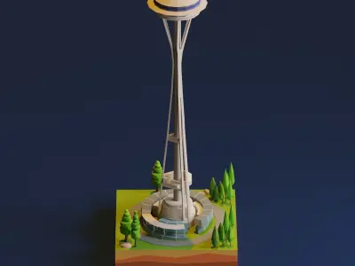 Space Needle Low-poly 3D model
