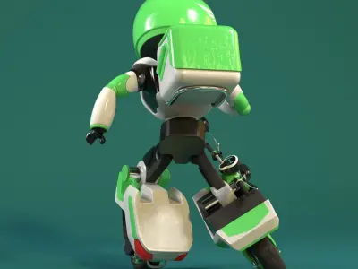 Robot character transformer scooter future scifi rigged in maya Low-poly 3D model