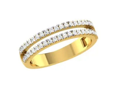 Light Weight Yellow Gold Diamond Ring  -EZ R-179 3D print model