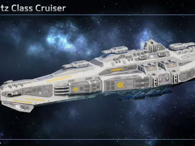 Spaceship Marwitz Cruiser Low-poly 3D model