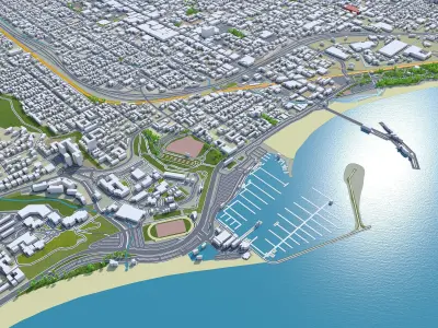 Santa Barbara California USA 40km Low-poly 3D model