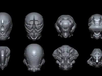 58 Mech Horror Heads IMM-Brush For Zbrush - OBJ and FBX Version 3D model