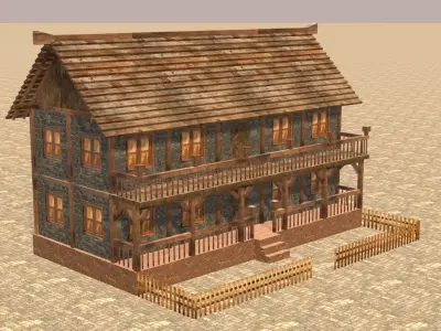 Medieval house fourteen 16 Low-poly 3D model