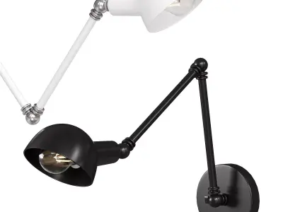 E27 Loft Wall Lamp with Adjustable Arm Black Brass  3D model