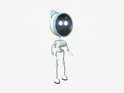 Cute Robot D03 White - SciFi Character Design Low-poly 3D model