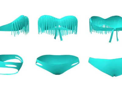 Fringe Bandeau Top and Bikini Swimwear Low-poly 3D model