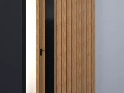 3d door wooden with stripe Low-poly 3D model