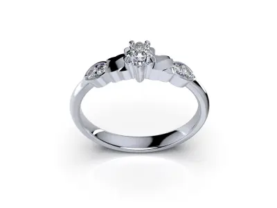 Engagement Ring Light Weight Solitaire Ring CAD Design-PI0004 3D print model