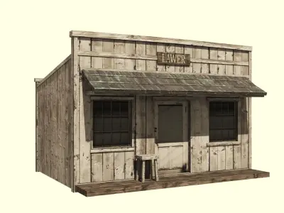 Western town building pack Low-poly 3D model