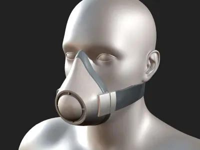 Gas mask protection safety futuristic technology  Low-poly 3D model
