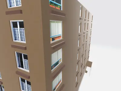 Big storey block 3d model Free low-poly 3D model