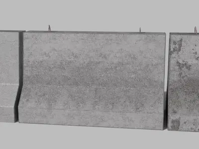Concrete barriers pack pbr lowpoly Low-poly 3D model
