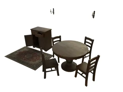 Old Furniture Pack Low-poly 3D model