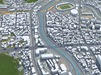 Yongin si South Korea 20km Low-poly 3D model