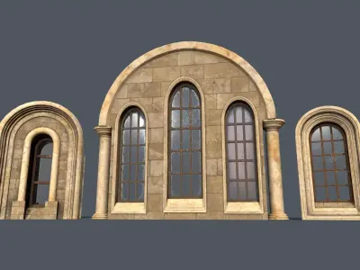 Medieval Window Set Low-poly 3D model