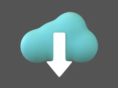 Cloud Download Icon v1 009 Low-poly 3D model