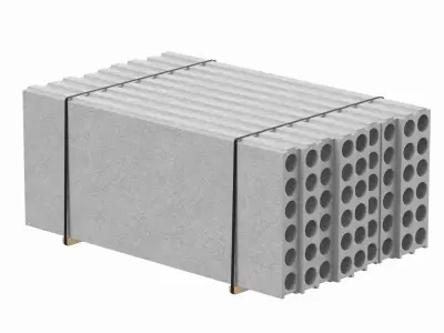 Stacked Concrete Slabs On Wood Planks 3D model