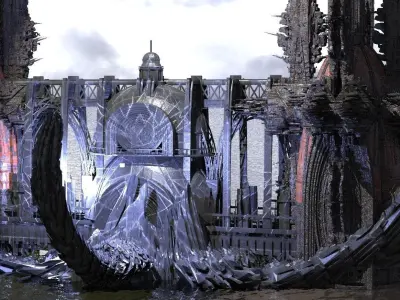 Knights Templar Sci Fi Tower Bridges 4 3D model