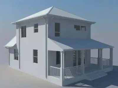 house 3D Model with porch 3D model