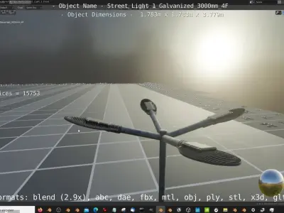 Street Light 1 Galvanized 3000mm 4F Low-poly 3D model