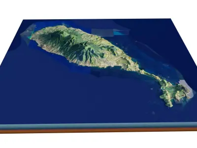 Saint Kitts Island full 3D model terrain 3D model