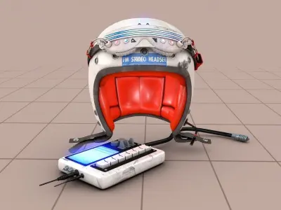 FM Stereo Headset Helmet SciFi 3D model