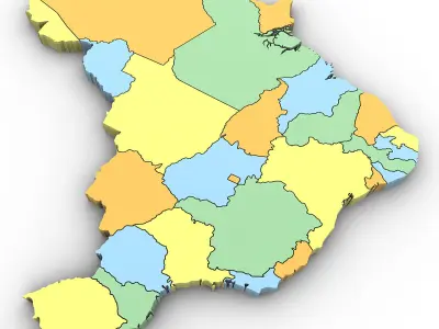 3d Political Map of Brazil 3D model