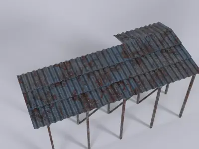 Carnival Old Roller Coaster Stand Low-poly 3D model