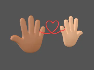 Hand with Red Line Icon v1 025 Low-poly 3D model