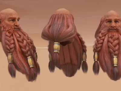  Dwarf Game Character Head 