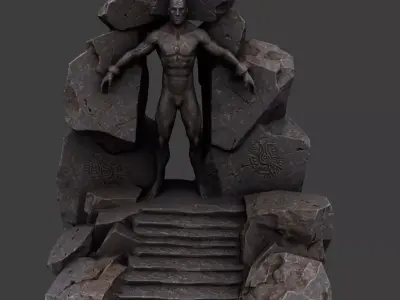 gate cave 009 Low-poly 3D model