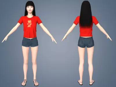 Girl Rigged 3D model Low-poly 3D model