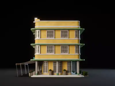 MIAMI VICE CITY ART DECO BUILDING 6 Low-poly 3D model