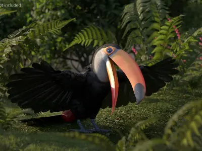  Large Toco Toucan Fur Rigged For Blender 
