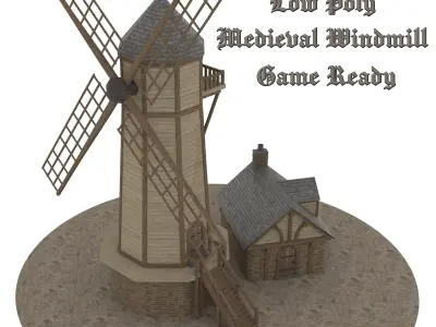 Medieval Windmill Low-poly 3D model