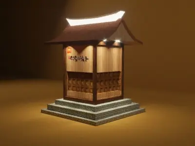 3d model japanese lantern on table Low-poly 3D model