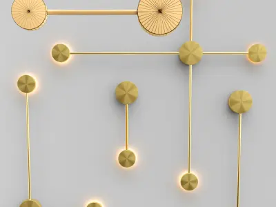 Satellite wall hooks - gold 3D model