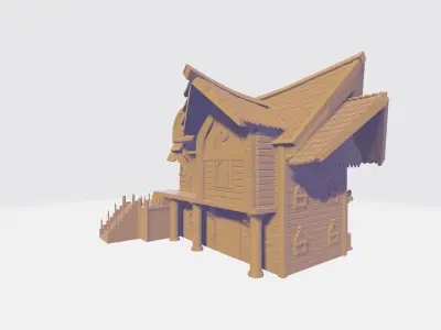 Two-storied Vikings house 3D print model