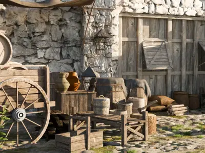 Medieval Fantasy Props Pack Low-poly 3D model