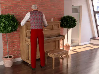  Elderly Man Wear Classic Business Attire Rigged for Maya 