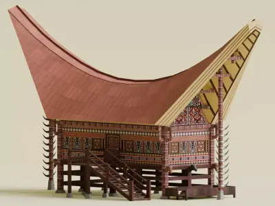 Traditional Houses - Rumah Tongkonan Low-poly 3D model