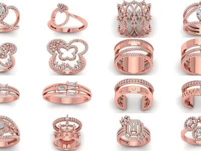 151 Solitaire Rings 3dm STL OBJ FBX  Renders Details Collection 3D Model Pack