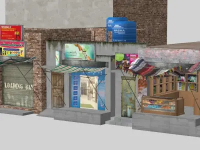 Street Shops 9 Low-poly 3D model