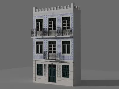 Facade of a Portuguese building 3D model