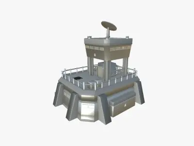 SciFi Facility B08 Metallic - Sci Fi Exterior Design Low-poly 3D model